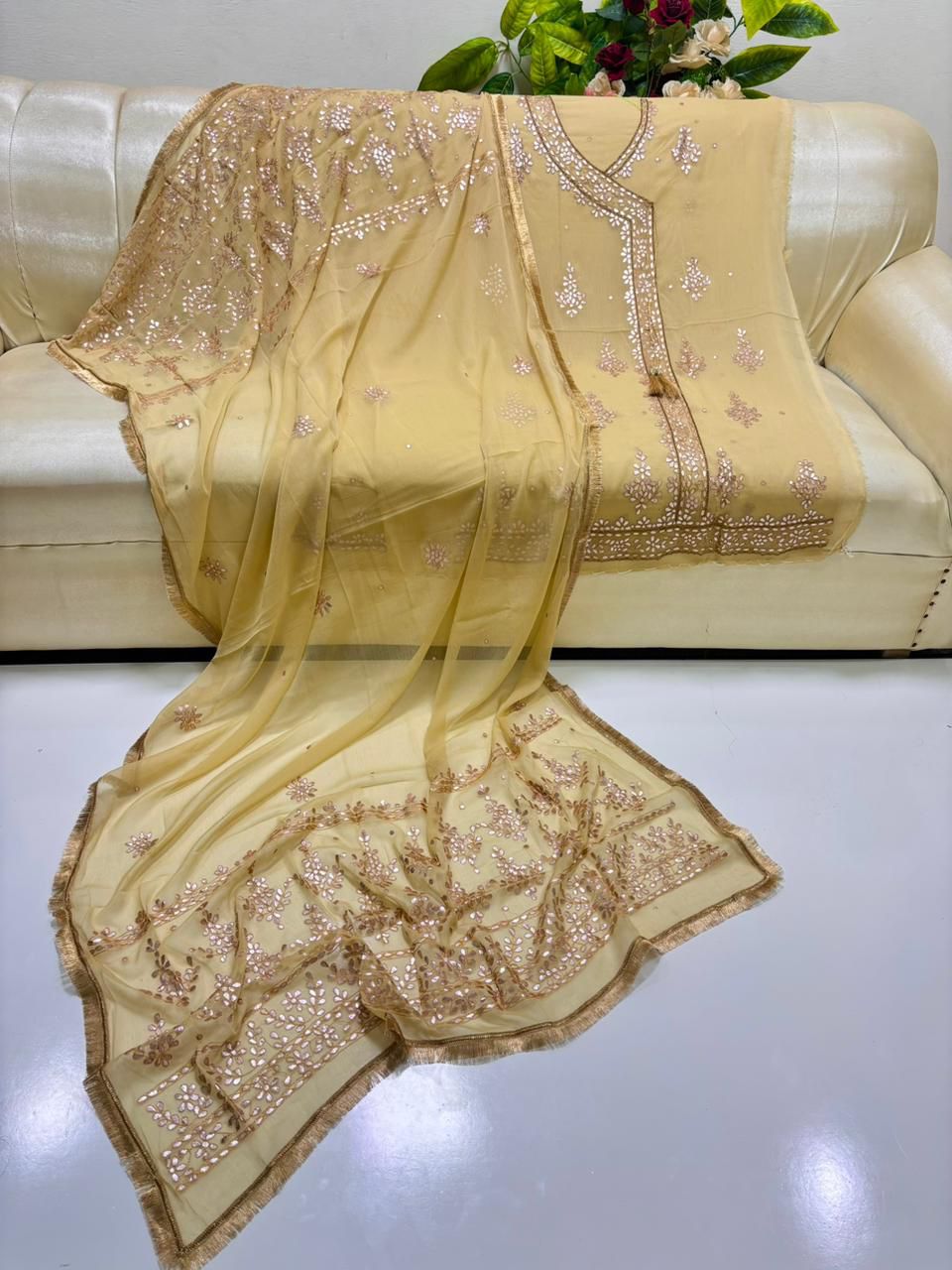 Handmade Pressing Gotta Suit (2-Piece) | Soft Crinkle Chiffon