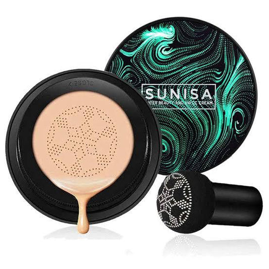 Sunisa 3-in-1 Air Cushion BB CC Cream Foundation - Waterproof Mushroom Head Applicator