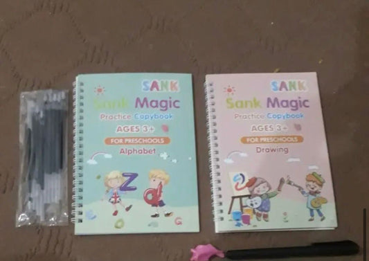 Sank Magic Practice Copybook | 4 Packs Reusable Writing Book | Disappearing Ink Pen | Number Tracing for Kids