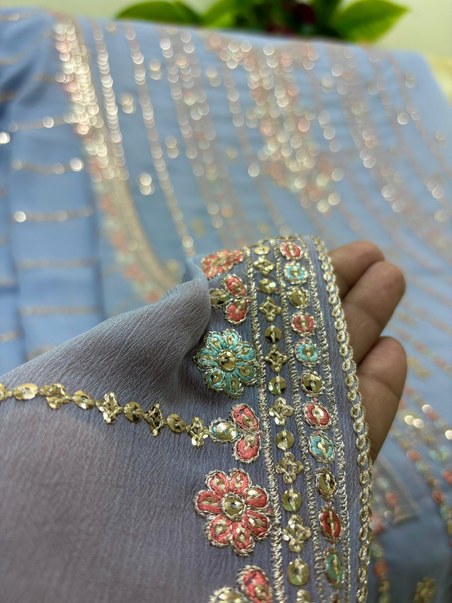 Fancy Embroidered Bridal Dress – Soft Bamber Chiffon Shirt & Dupatta | Wedding Collection by Hanan Adeel