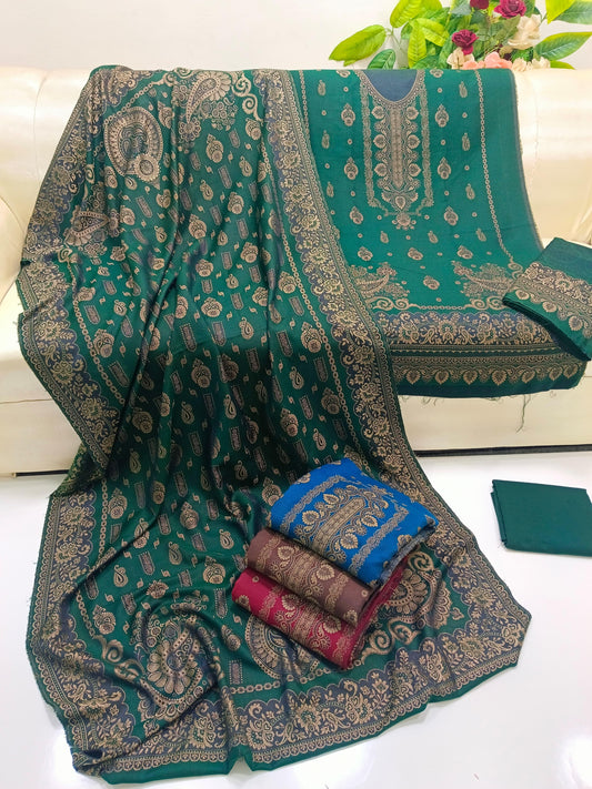 Winter Collection 2K26 – Unstitched Banarsi Embroidered Acrylic Wool 3PC Suit with Shawl Dupatta
