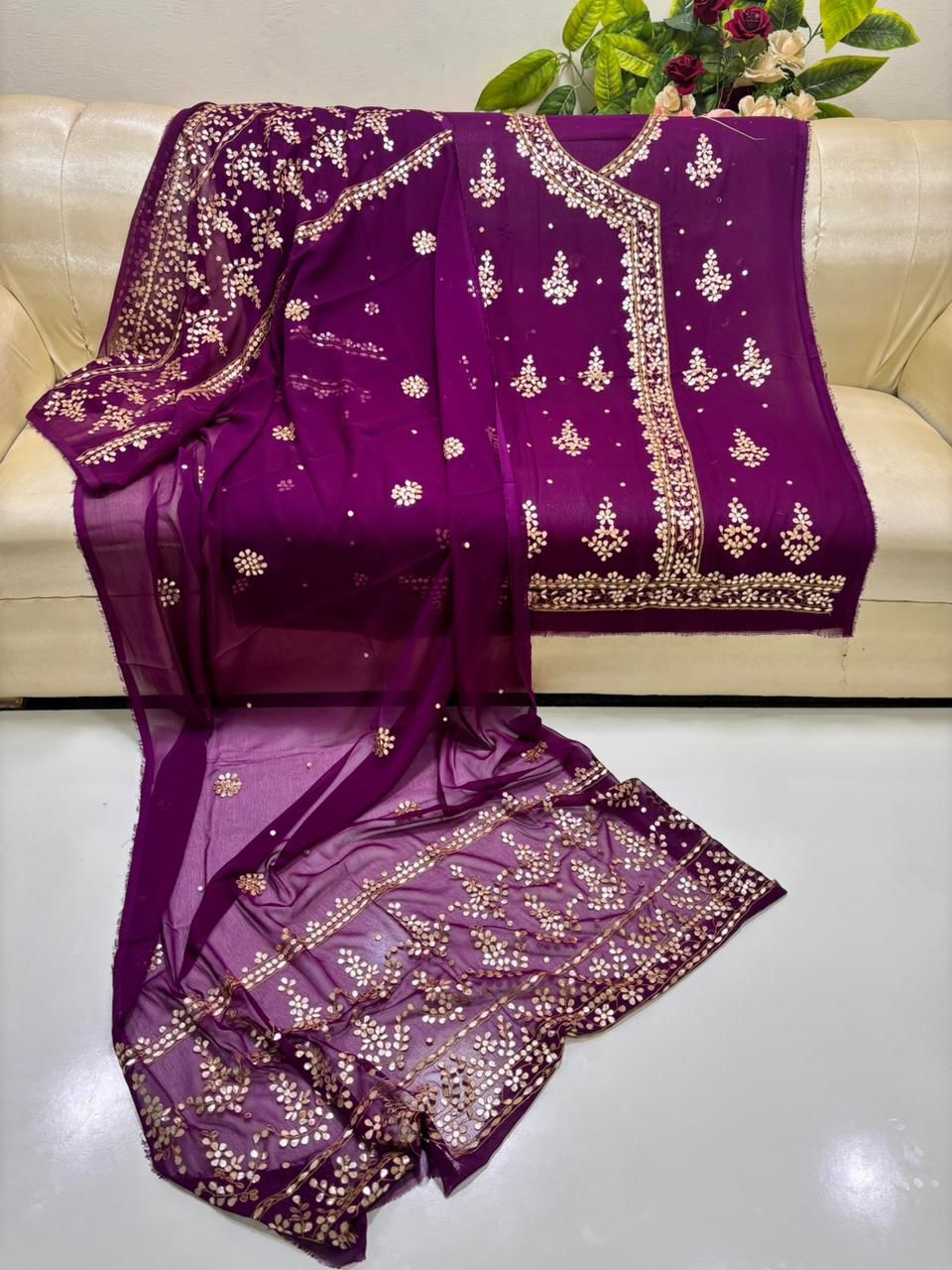 Handmade Pressing Gotta Suit (2-Piece) | Soft Crinkle Chiffon