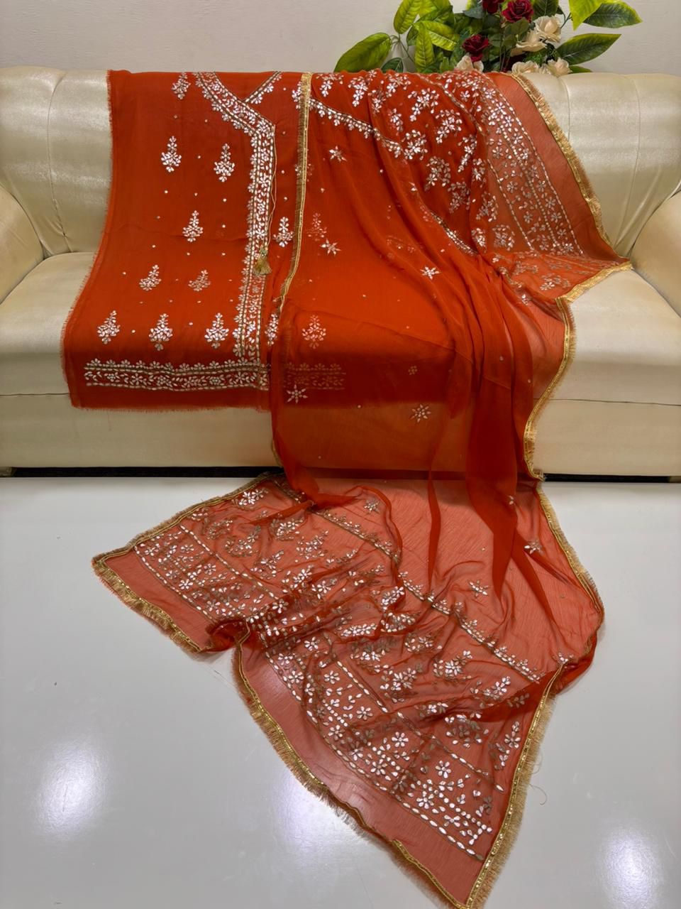 Handmade Pressing Gotta Suit (2-Piece) | Soft Crinkle Chiffon