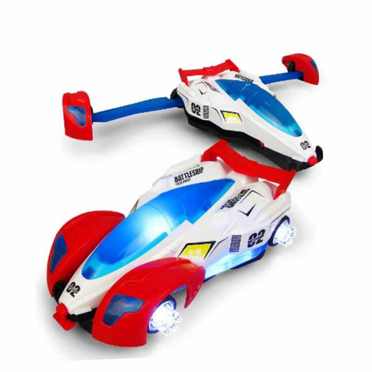 Battleship Space Car Deformation to Plane with Light and Music