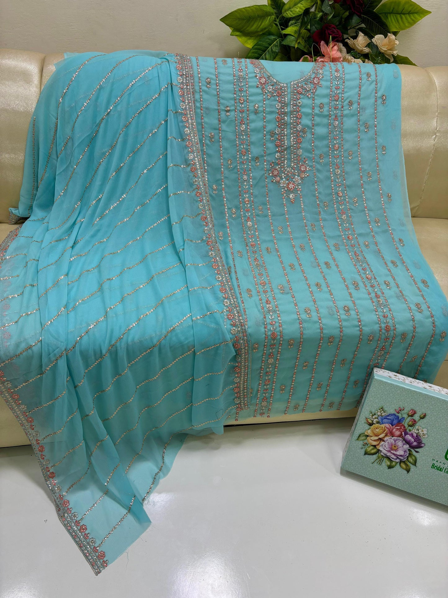 Fancy Embroidered Bridal Dress – Soft Bamber Chiffon Shirt & Dupatta | Wedding Collection by Hanan Adeel